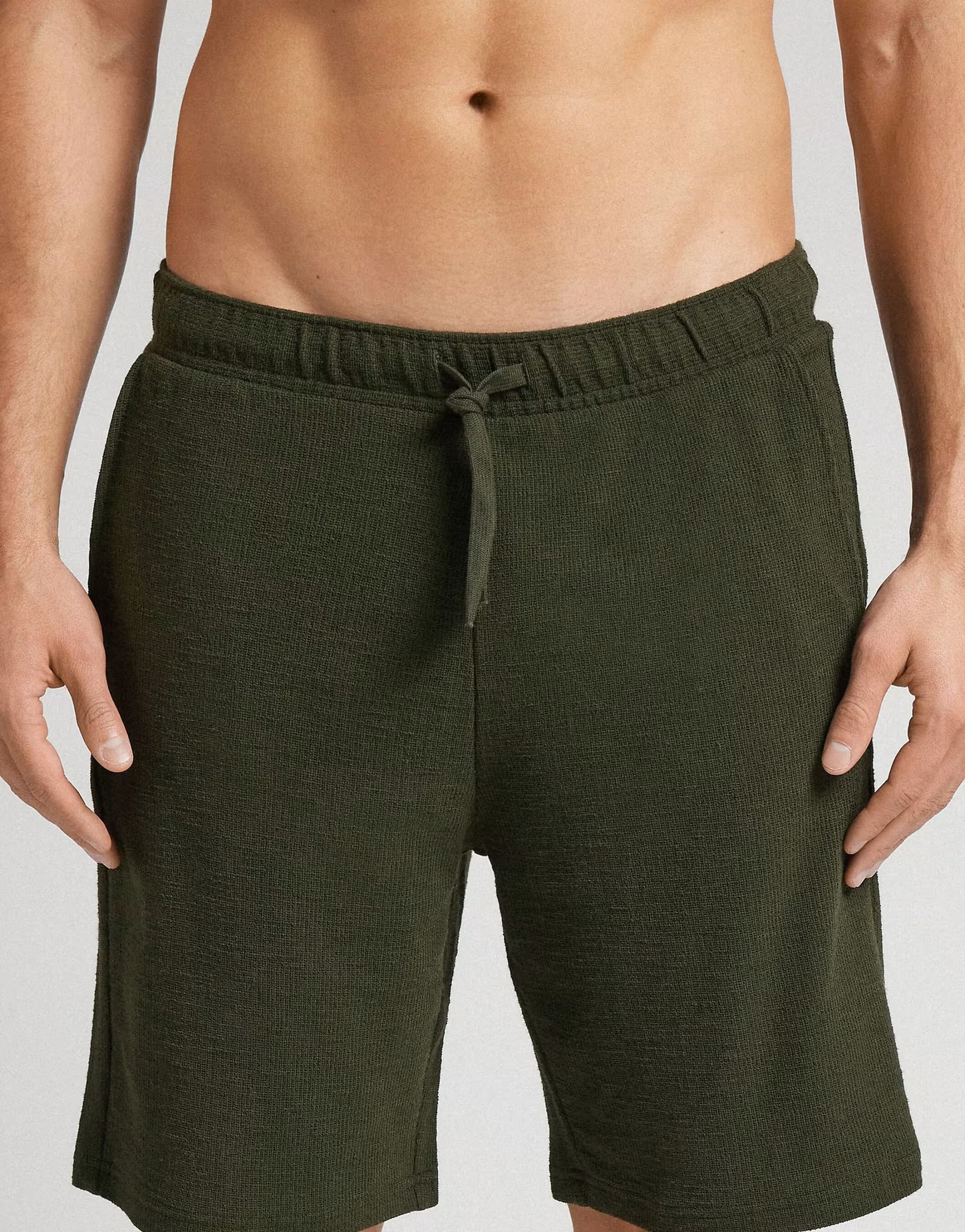 ASOS Intimissimi Fleece shorts in military green