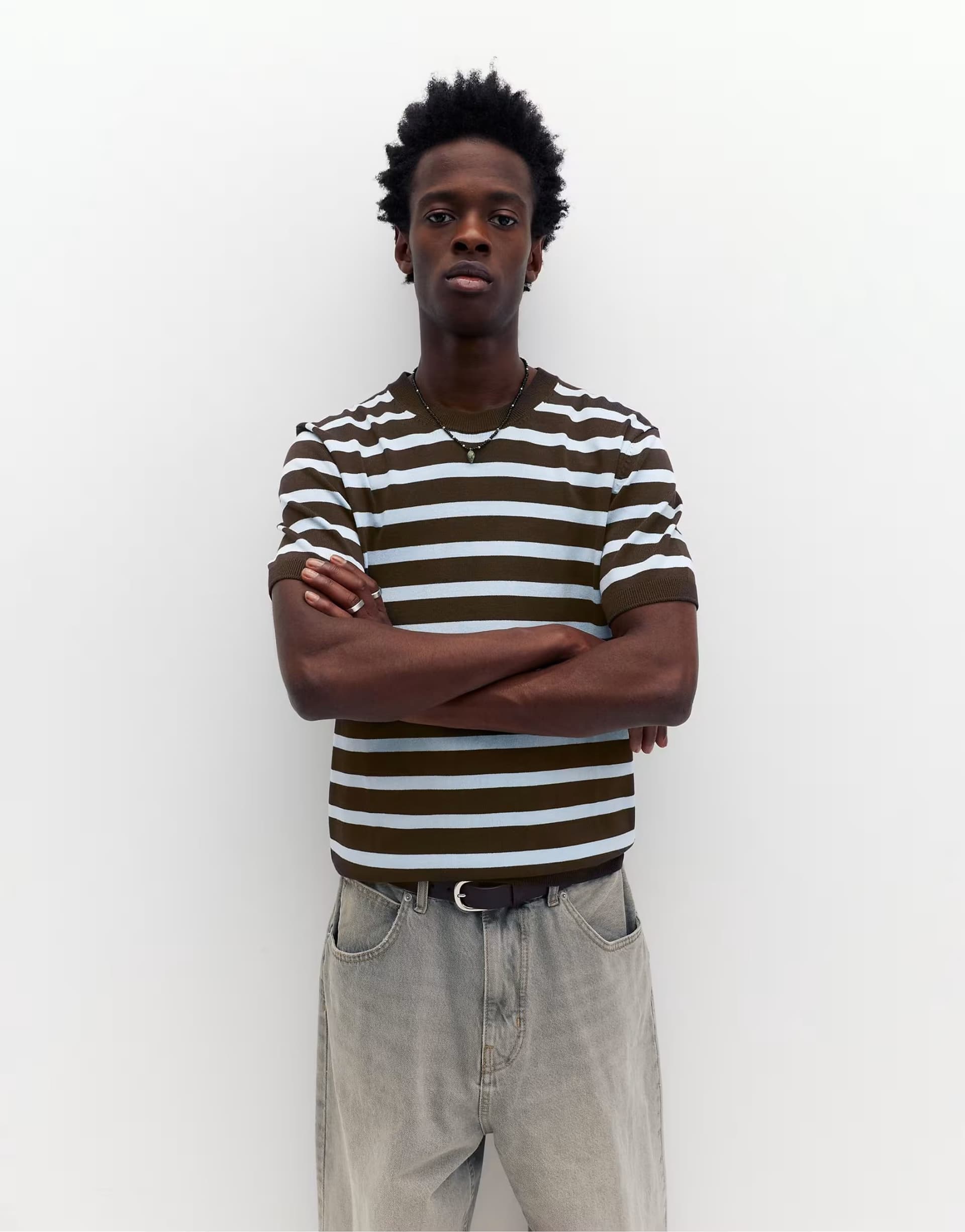 ASOS Pull&Bear Short sleeve jumper in striped