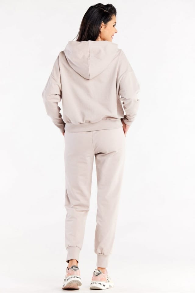 Love Lace Love Lace Women's Straight Sweatpants with Slip Pockets & Cuffs in Beige - 3