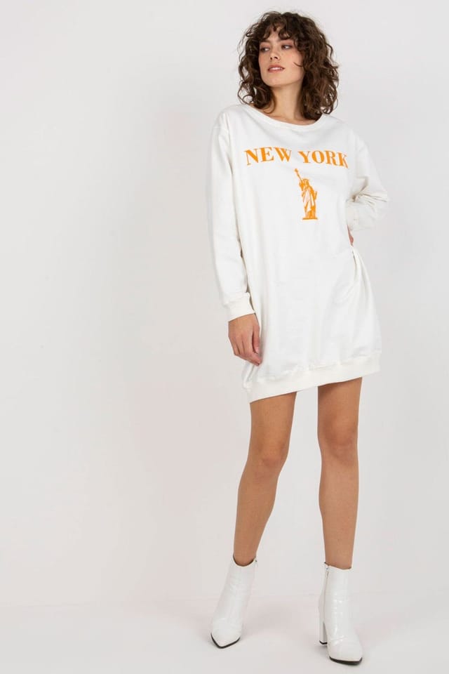 Love Lace Love Lace Women's Oversized Casual Printed Sweatshirt Front Print in White - 2