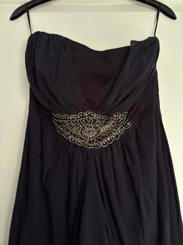 ASOS ASOS navy embellished draped dress size 12 - 1