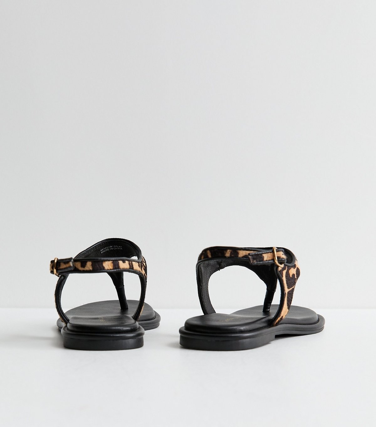 New Look Women's Premium Real Leather Stone Pony Hair Leopard Print Toe Post Sandals New Look - 4