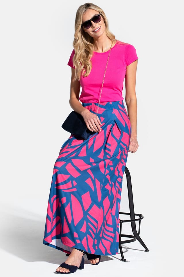 Hot Squash Hot Squash Women's Box Pleat Maxi Skirt in Teal - 2