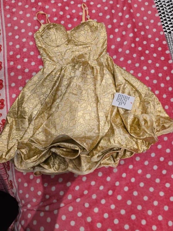 ASOS Asos luxe wire hem cami mini dress in gold jaquard