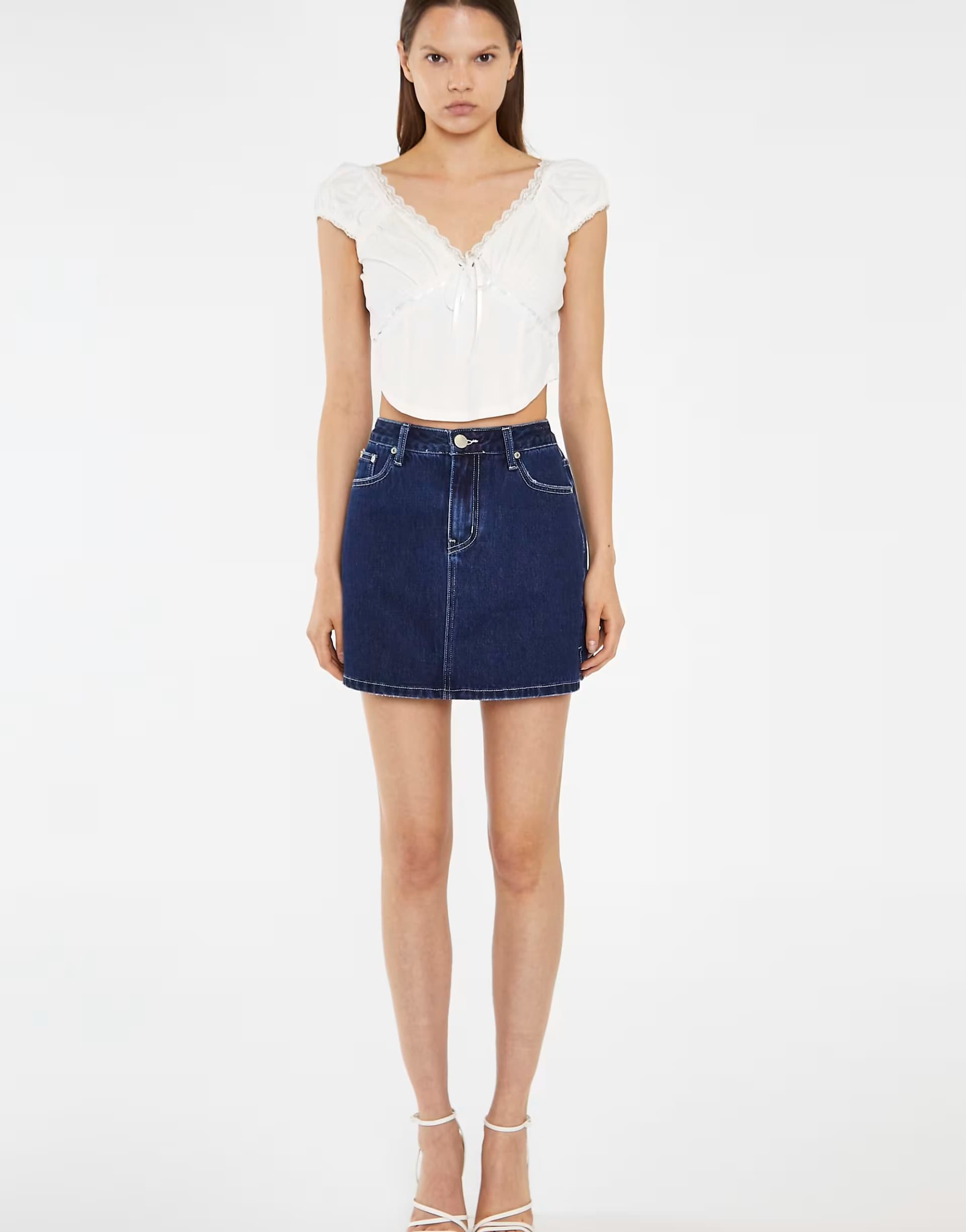 ASOS Glamorous Side split denim mini-skirt in indigo stonewash