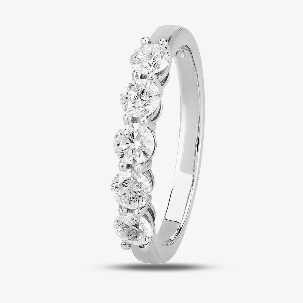1888 collection 1888 collection Women's Platinum 0.75ct Five-Stone Diamond Ring in Silver