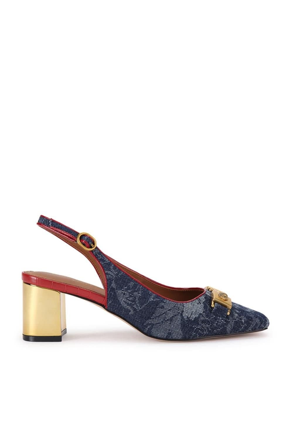 Kurt Geiger London Kurt Geiger London Women's 'Kingsley Block Sling' Denim Heels in Blue