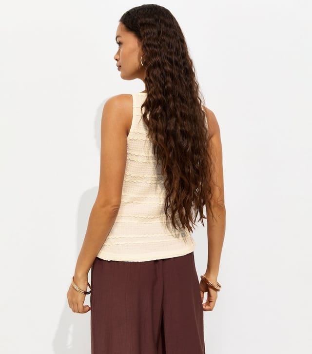 New Look Women's Petite Off White Textured Button Front Waistcoat New Look - 3