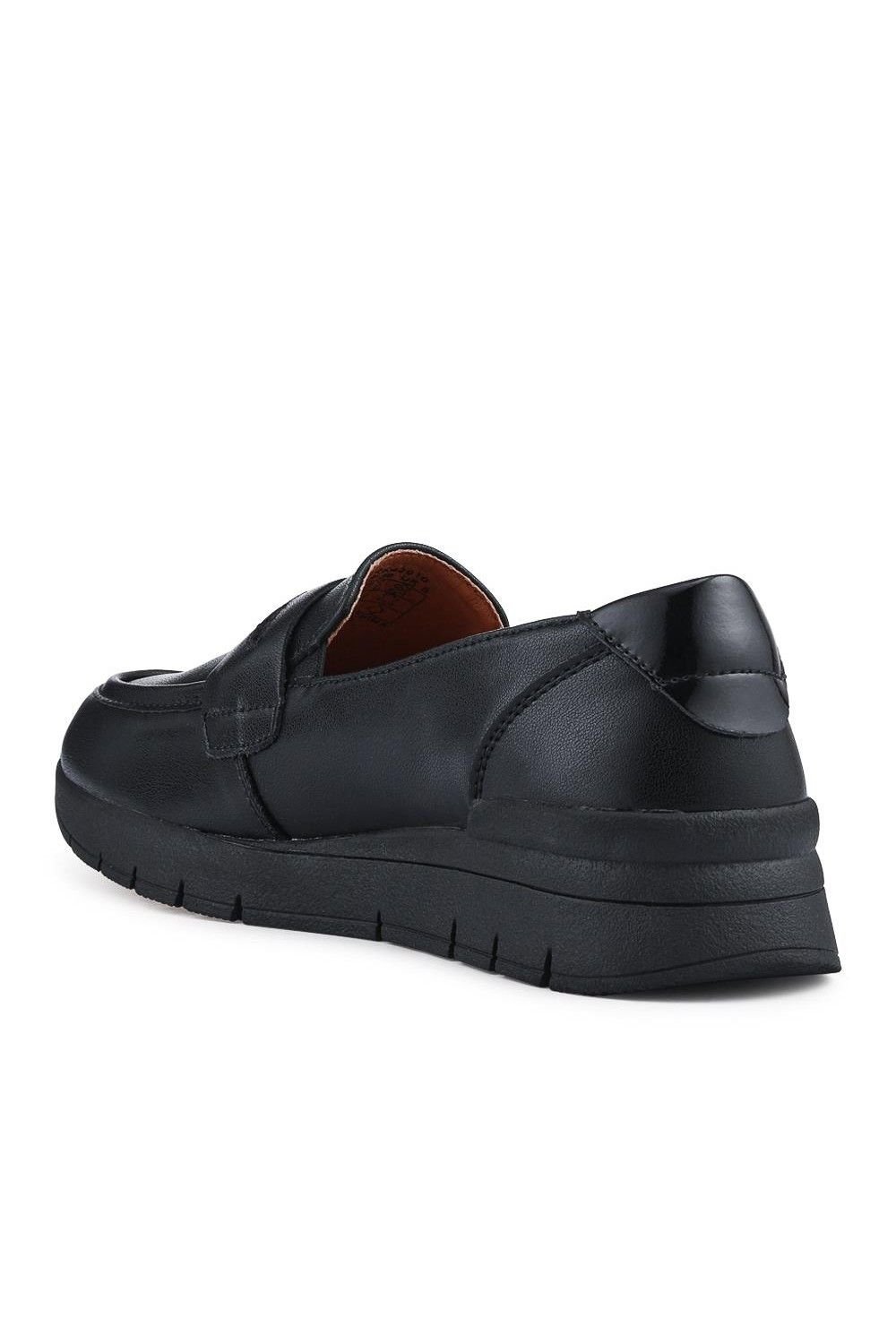 Pavers Pavers Women's Heeled Leather Penny Loafers in Black - 3