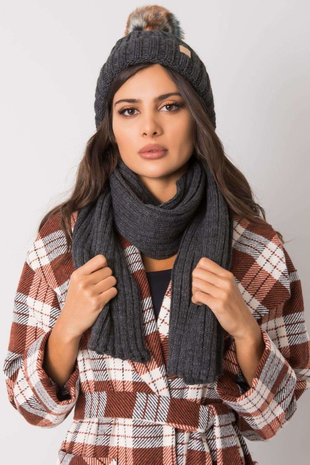 Love Lace Love Lace Women's Winter Hat & Scarf Set for Cold Weather Pairing Everyday Warmth in Grey