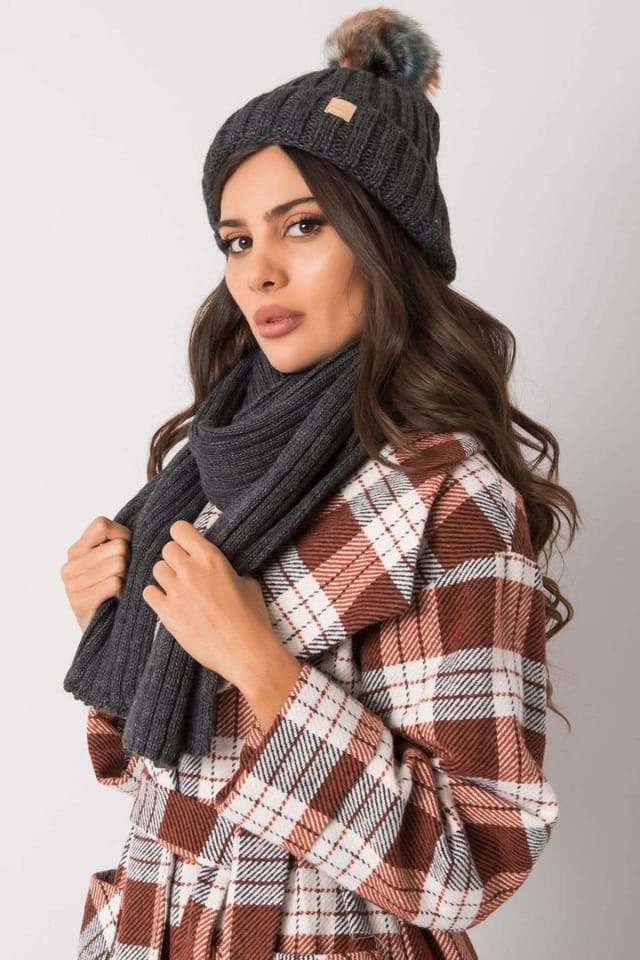 Love Lace Love Lace Women's Winter Hat & Scarf Set for Cold Weather Pairing Everyday Warmth in Grey - 2