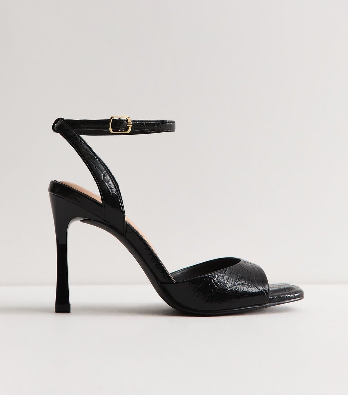 New Look New Look Black Patent Faux Leather Stiletto Sandals