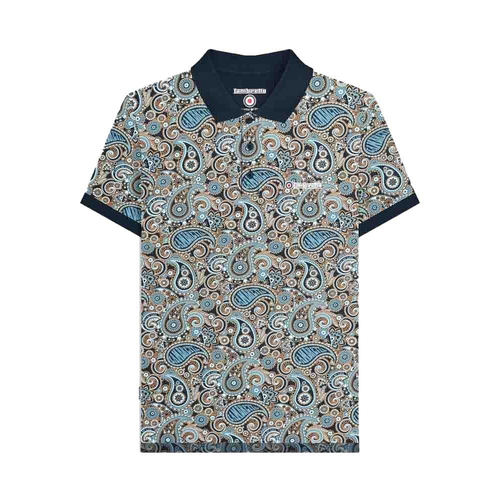 Lambretta Lambretta Men's Paisley Polo Shirt in Navy