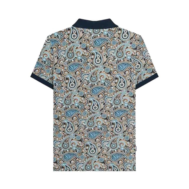 Lambretta Lambretta Men's Paisley Polo Shirt in Navy - 2