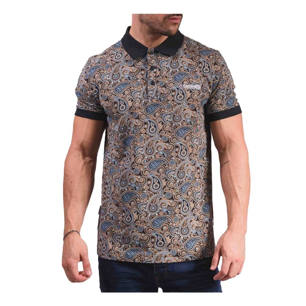 Lambretta Lambretta Men's Paisley Polo Shirt in Navy - 4