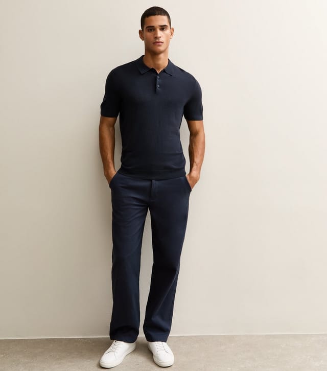 New Look Men's Navy Relaxed Straight Leg Chino Trousers New Look - 3
