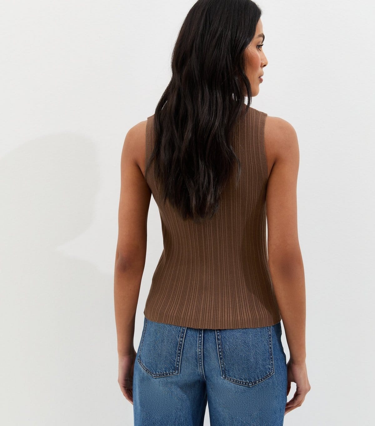 New Look Women's Brown Lightweight Rib Button Vest Top New Look - 4