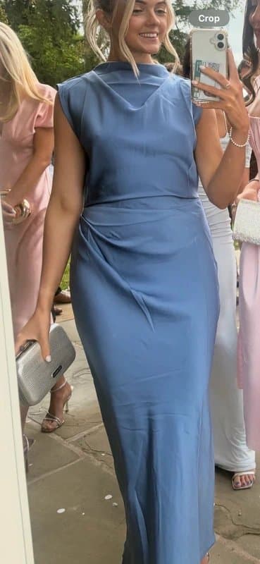 ASOS ASOS satin high neck pleated bodice midi dress