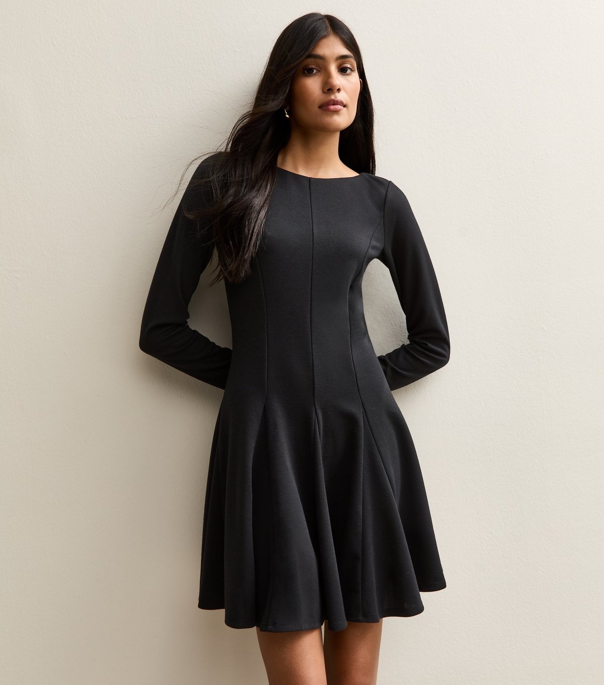 New Look Women's Black Slash Neck Long Sleeve Skater Dress New Look - 2