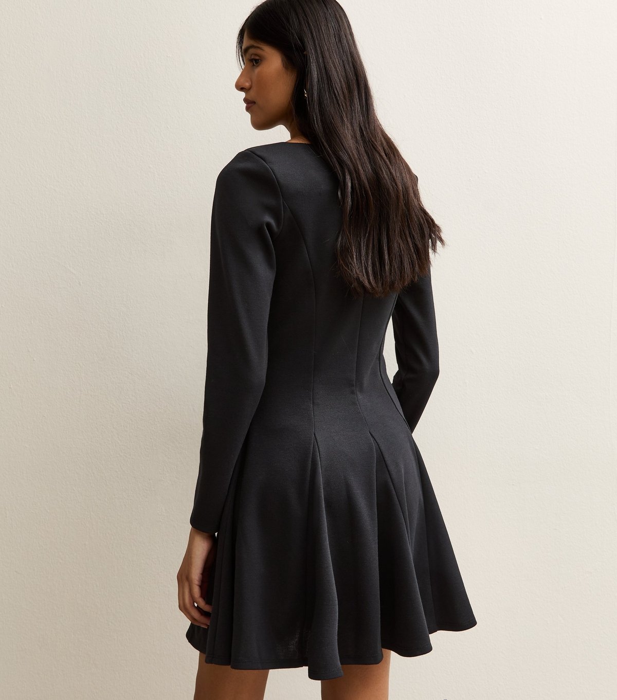 New Look Women's Black Slash Neck Long Sleeve Skater Dress New Look - 4