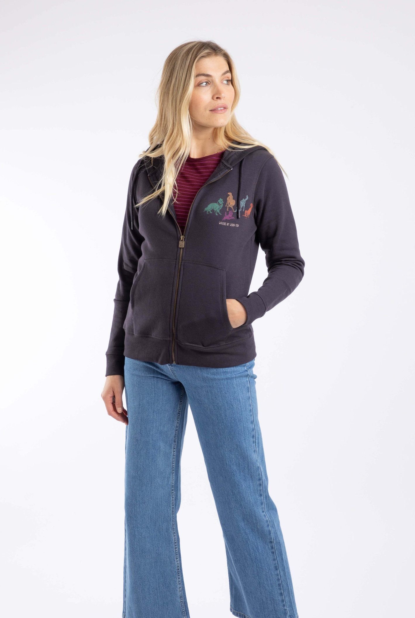 Weird Fish Weird Fish Women's Franchises Graphic Full Zip Hoodie in Midnight - 4