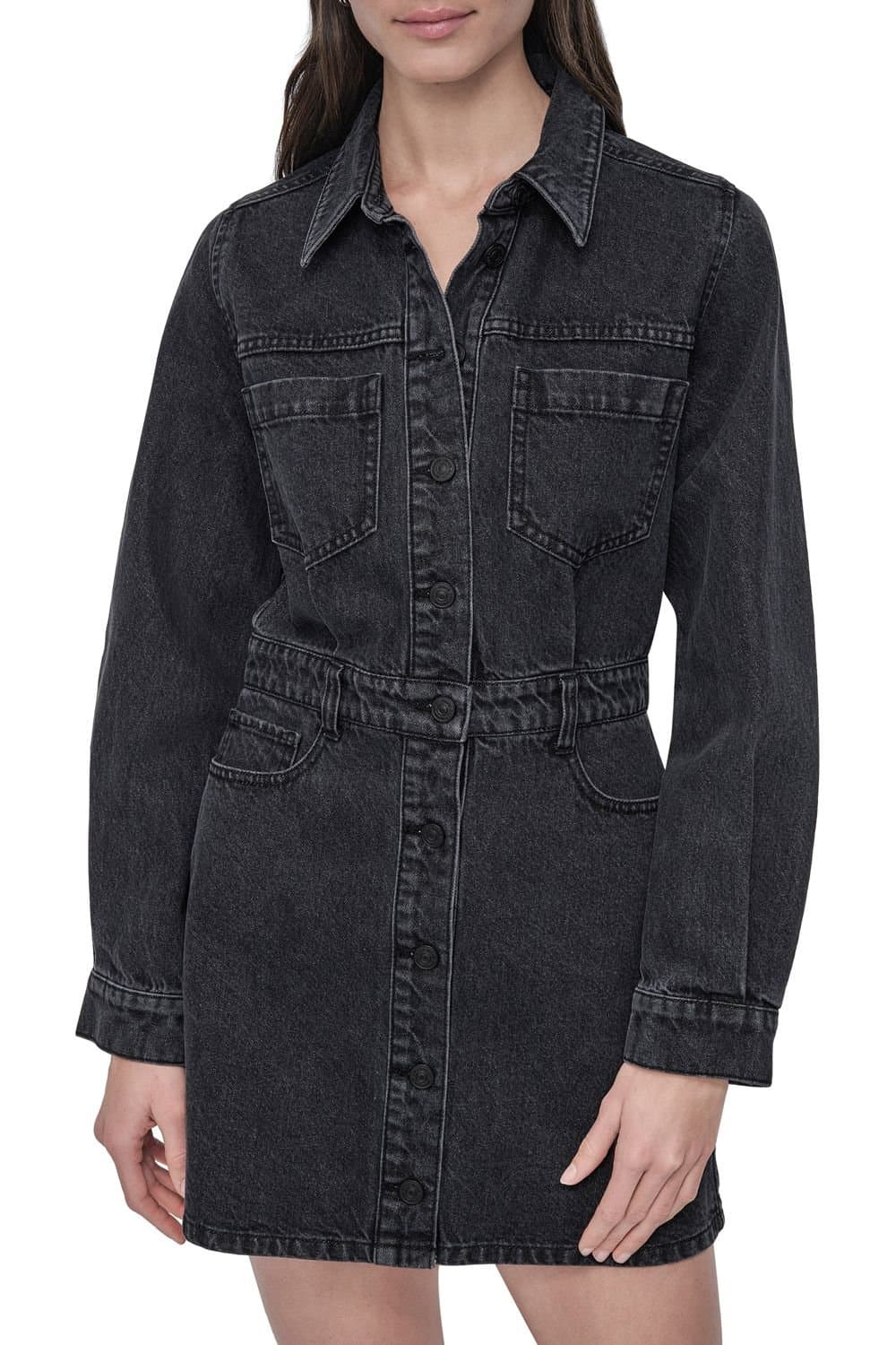 DKNY DKNY Women's Button Down Mini Dress in Black