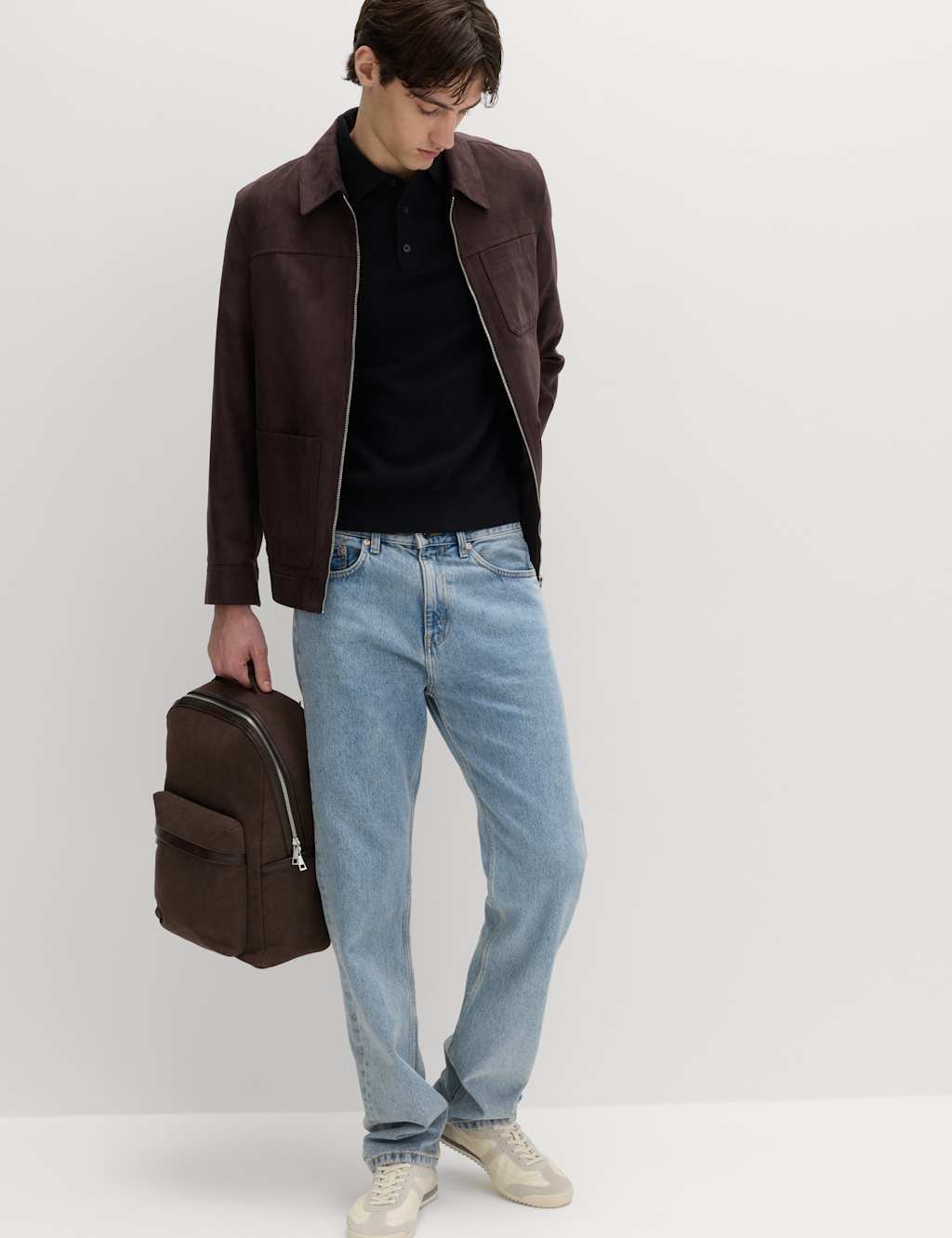 Marks & Spencer M&S Cotton Rich Regular Fit Knitted Polo Shirt Black - 3