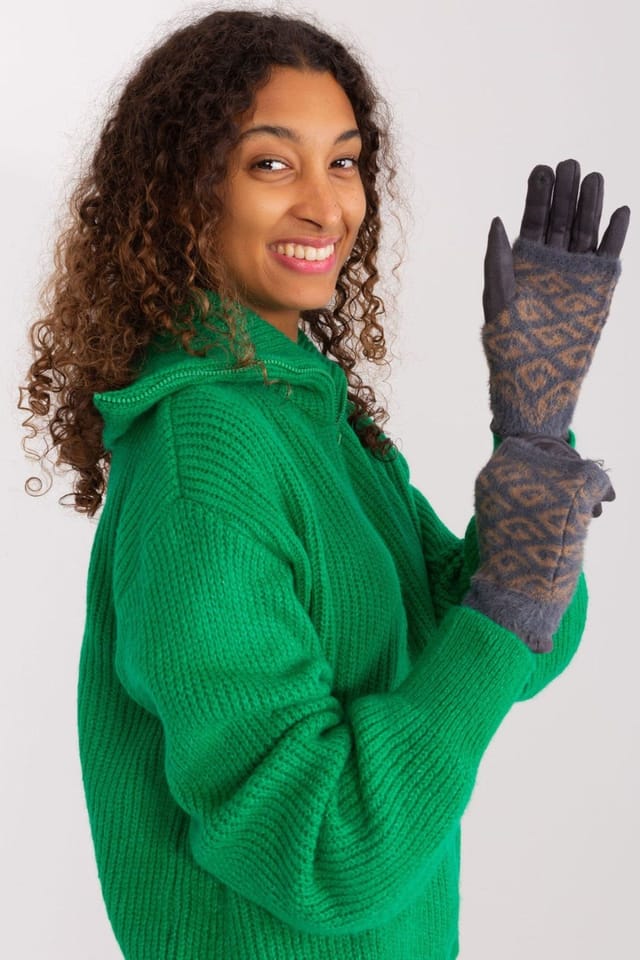 Love Lace Love Lace Women's Smooth Insulated Phone Touch Gloves with Removable Knit Lining Flower in Grey - 3