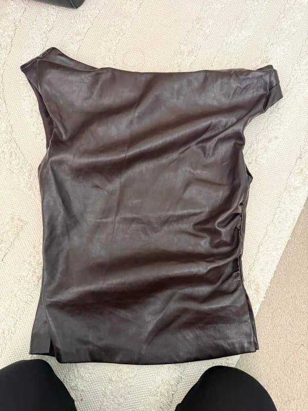 Bershka Brown Bershka fake leather top