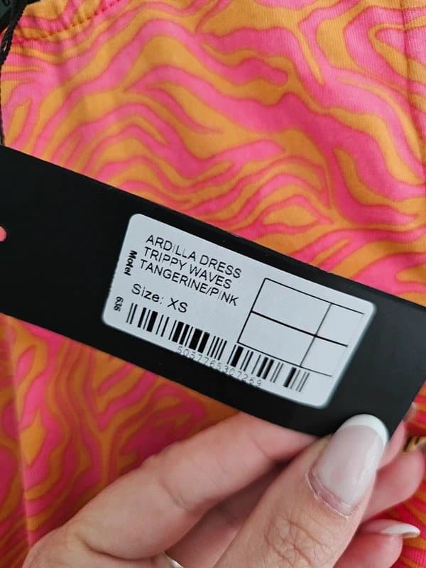 Motel Motel new cotton ruched ardilla trippy waves tangerine pink dress