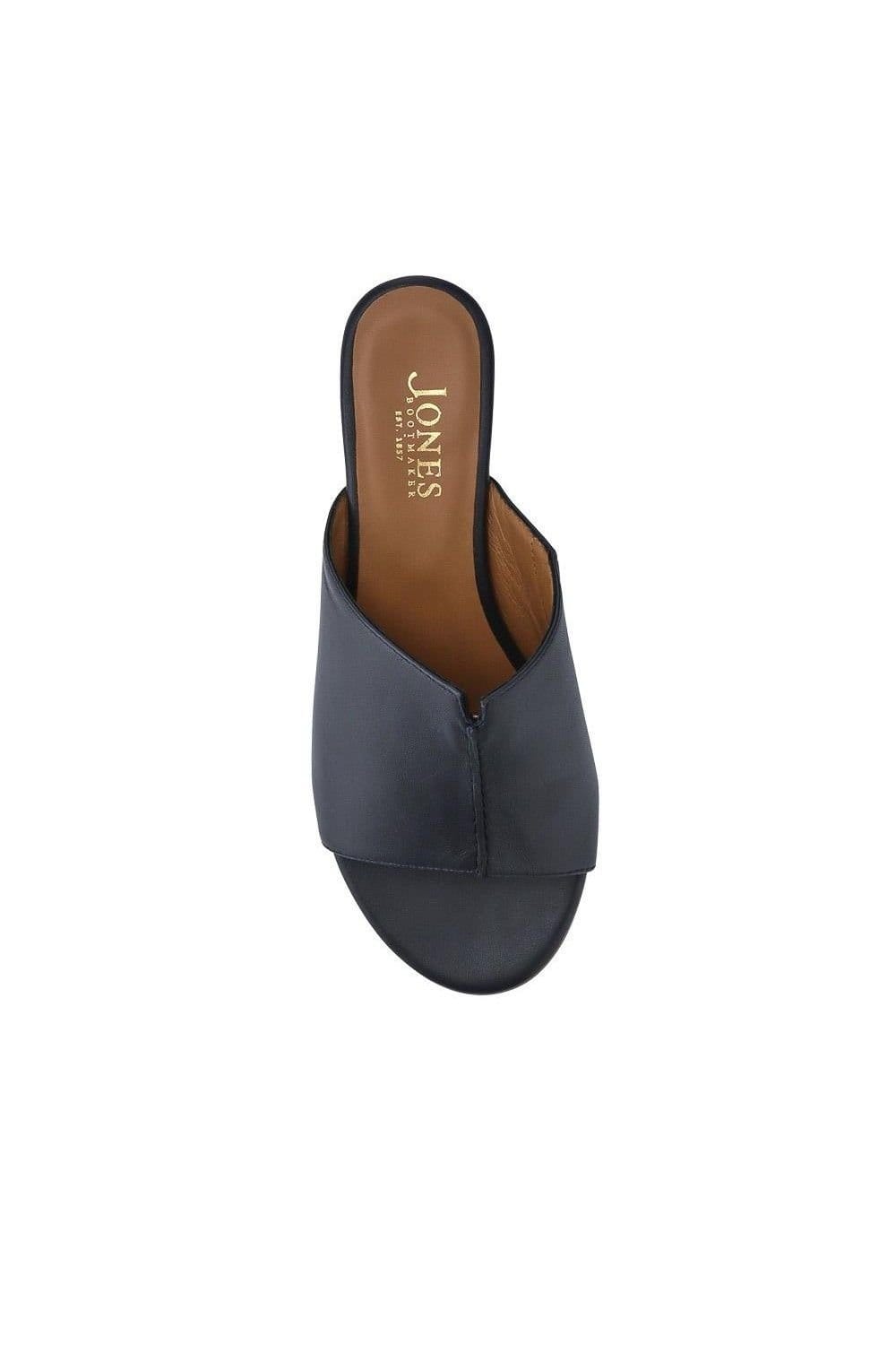 Jones Bootmaker Jones Bootmaker Women's Jocelyn Leather Wedge-Heel Mules in Navy - 4