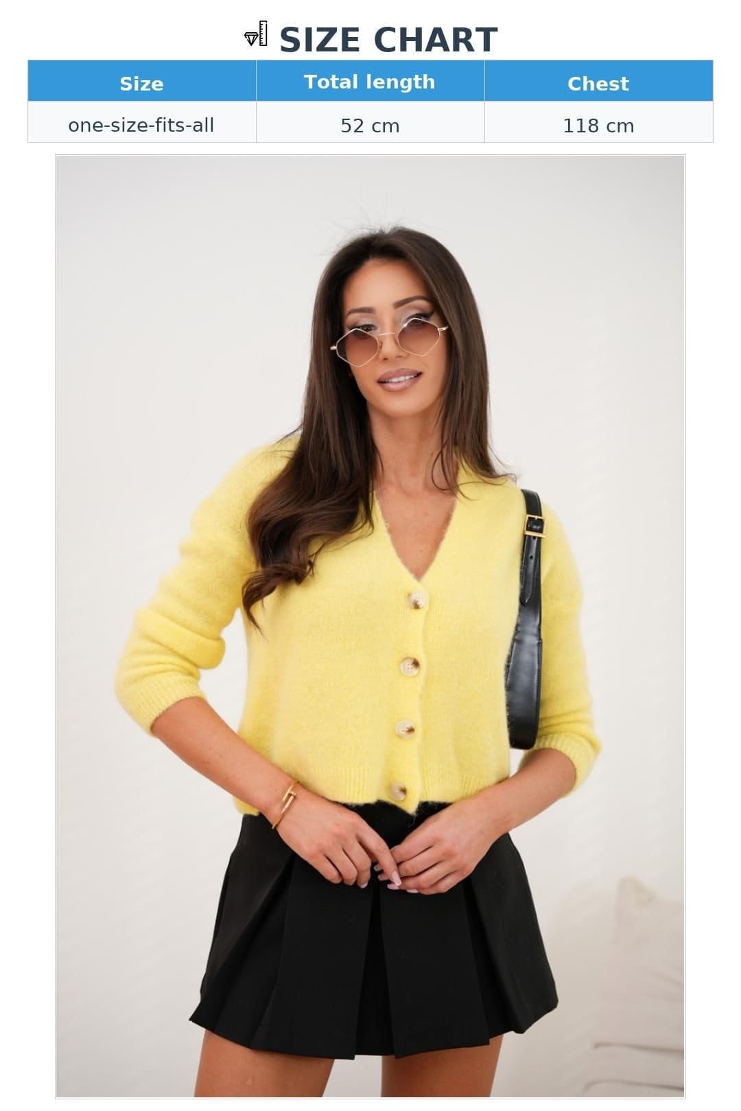 Love Lace Love Lace Women's Cardigan Sweater with V Neck Button Front in Yellow - 4