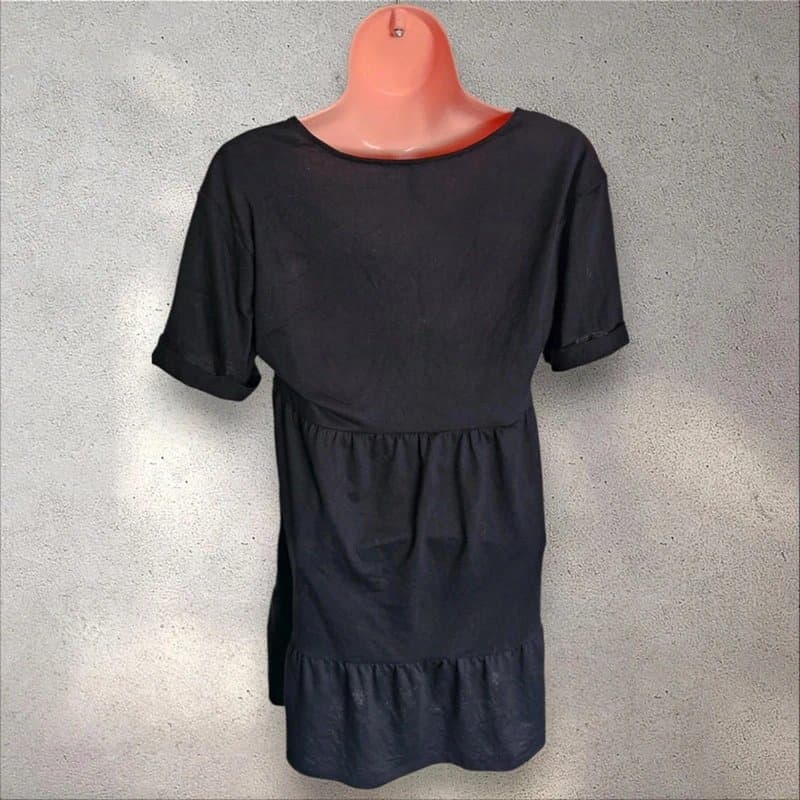 H&M Divided H&M Divided Black Tiered T-Shirt Dress Floral Embroidery Alt Goth Stretchy XS 8