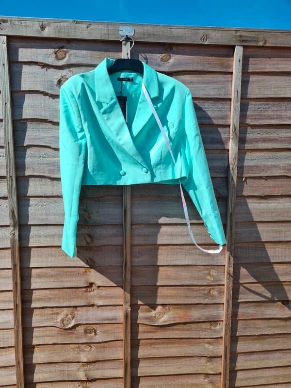 I Saw it First NWT I Saw It First Aqua Blue Cropped Double Breasted Blazer - Size 18 ( XL )
