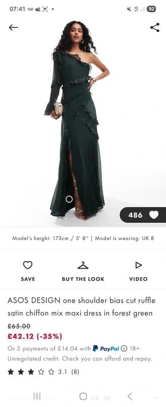 ASOS One shoulder ruffle dress