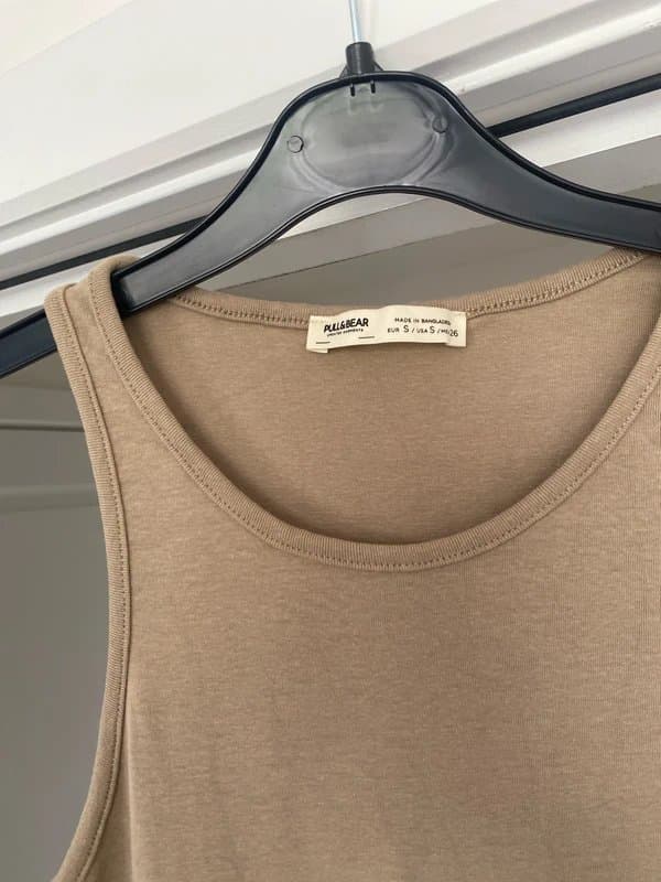 Bershka Pull & Bear beige high neck maxi dress