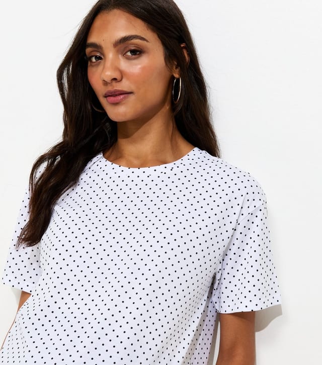 New Look Women's Maternity White Cotton Polka Dot T-Shirt New Look - 3