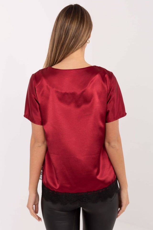 Love Lace Love Lace Women's Elegant Everyday Polyester Elastane Blouse in Red - 3