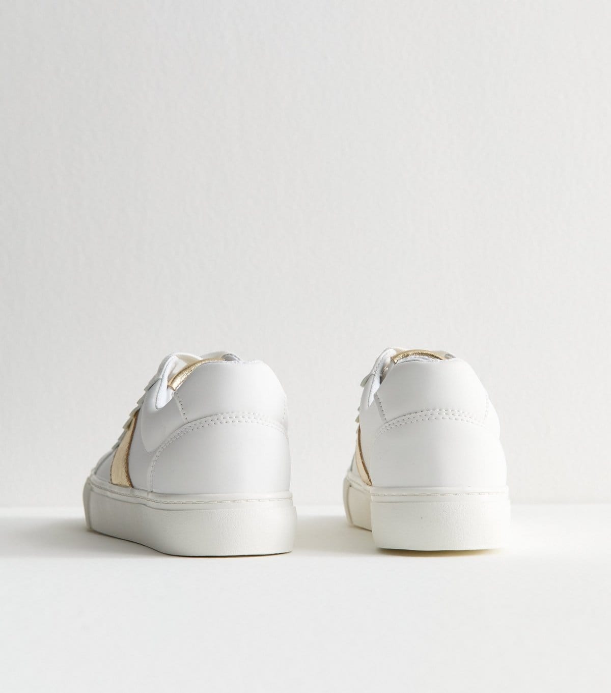 New Look Women's Gold Contrast Trim Faux Leather Trainers Vegan New Look - 4