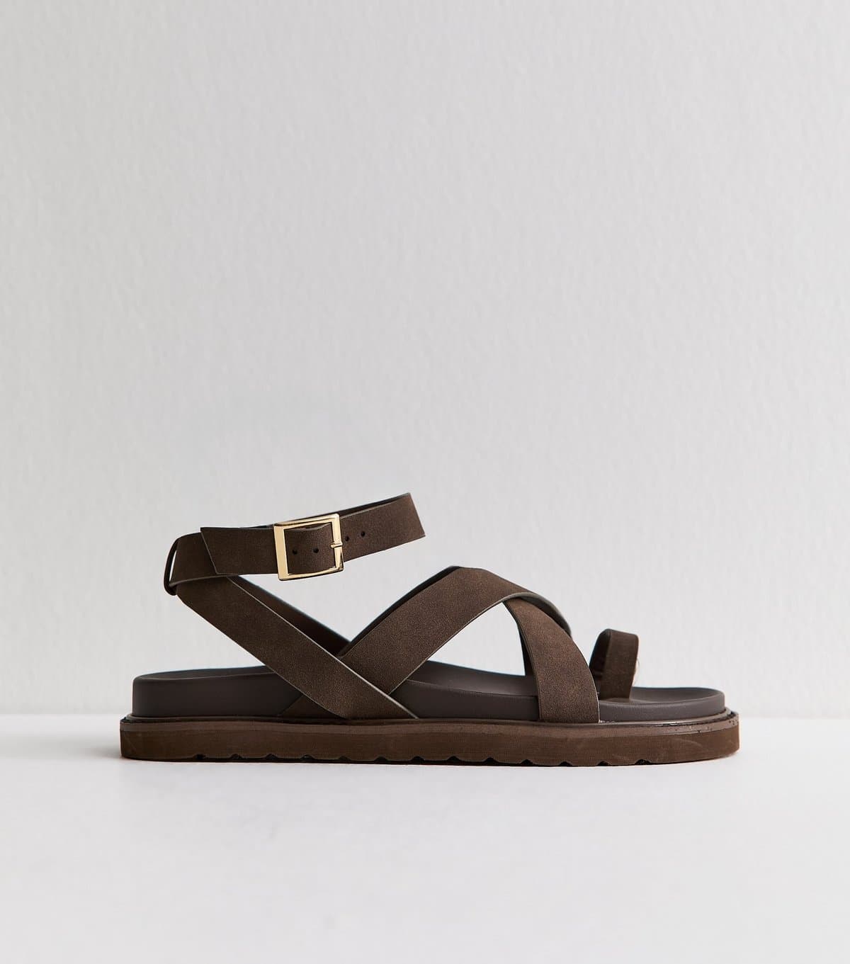 New Look New Look Brown Faux Suede Chunky Flat Sandals