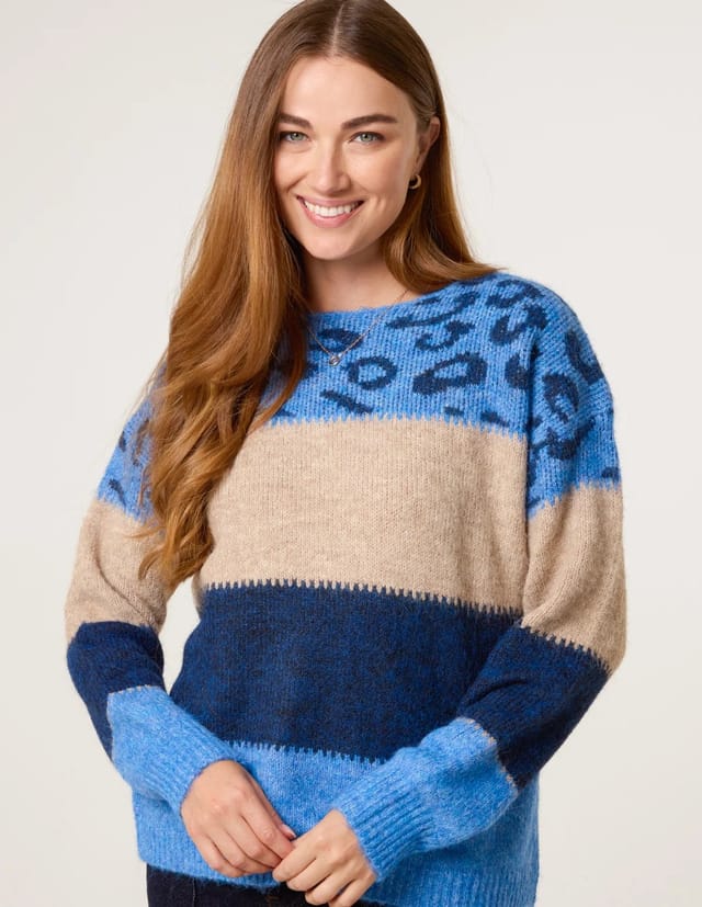 Blue Vanilla Animal Colour Block Jumper - 3