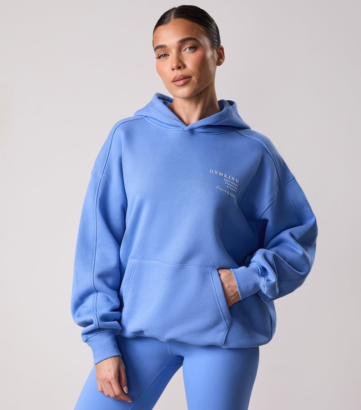 Gym King Women's Define Blue Logo Print Hoodie Gym King New Look