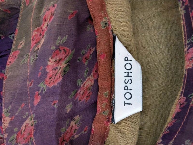 Topshop lightweight floral chiffon y2k vintage boho dress Topshop uk12