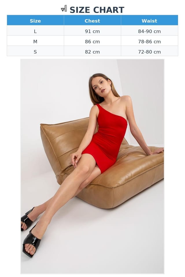 Love Lace Love Lace Women's Summer One Shoulder Ribbed Overhead Dress in Red - 3