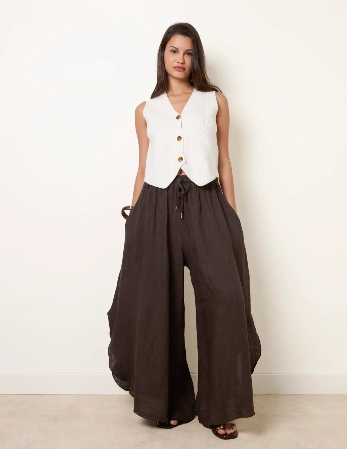 Blue Vanilla Extreme Wide Leg Linen Trousers
