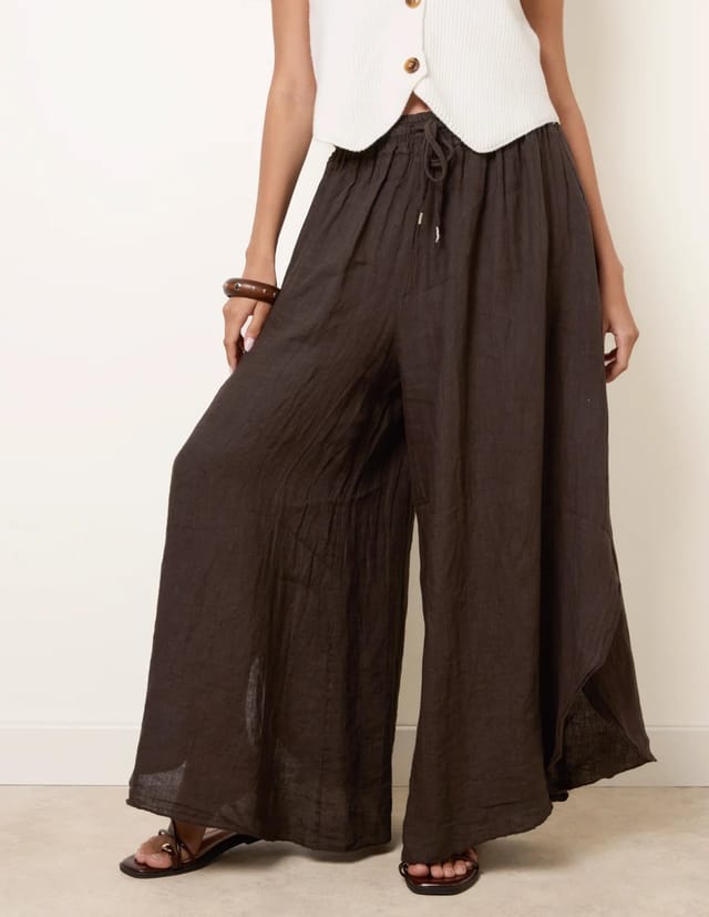 Blue Vanilla Extreme Wide Leg Linen Trousers - 2