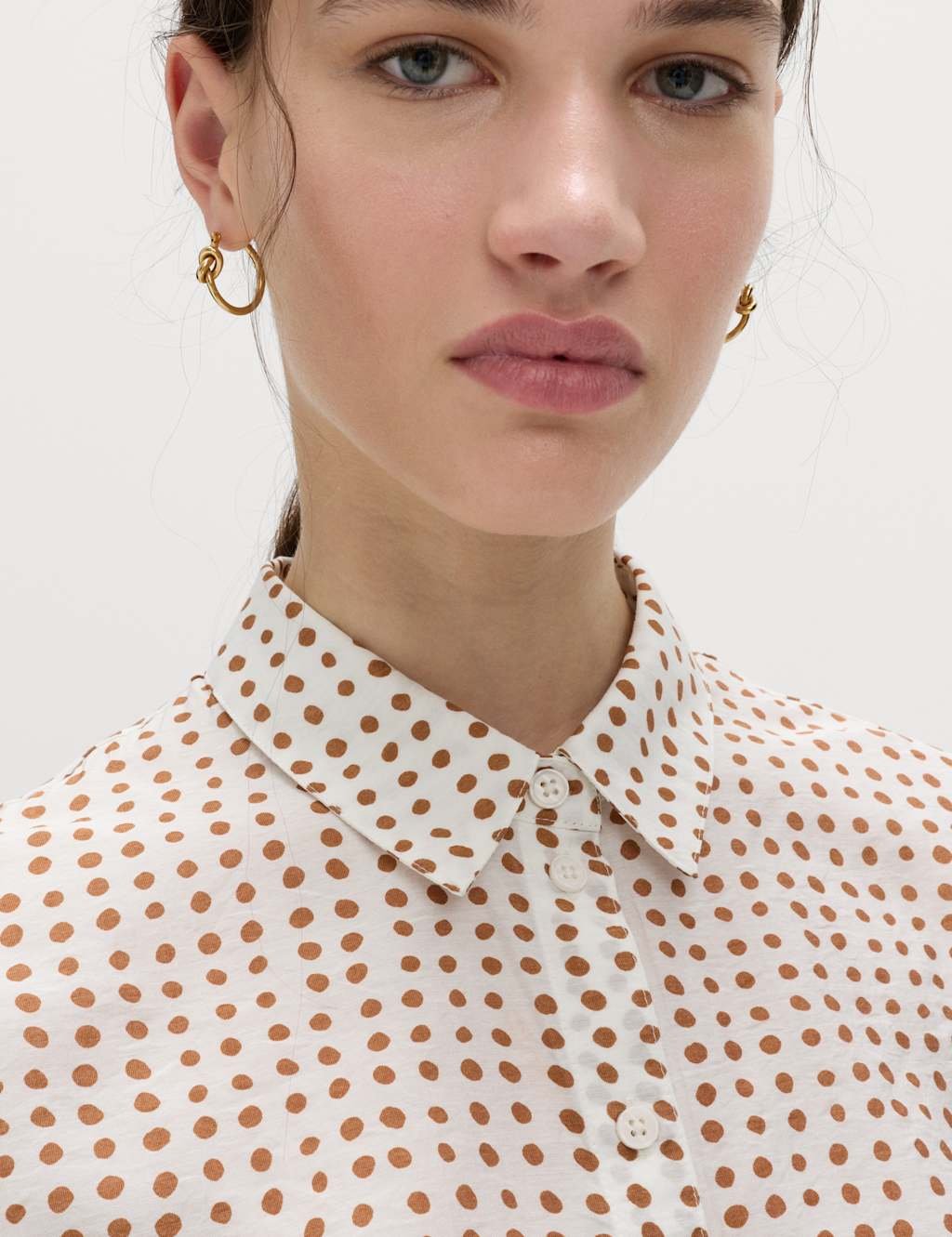 Marks & Spencer M&S Textured Print Long Sleeve Shirt Brown Mix - 2