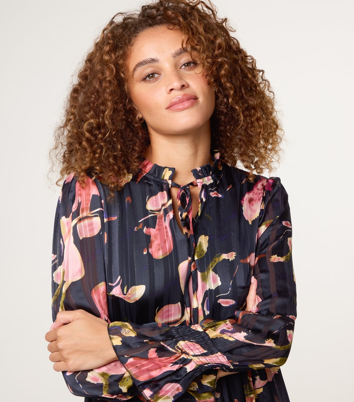 Blue Vanilla Women's Black Floral Print Chiffon Dress Blue Vanilla New Look - 3