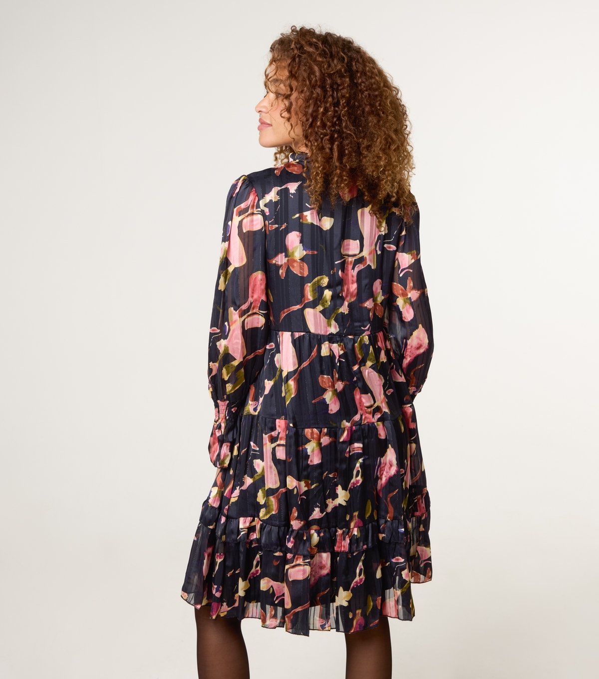 Blue Vanilla Women's Black Floral Print Chiffon Dress Blue Vanilla New Look - 4