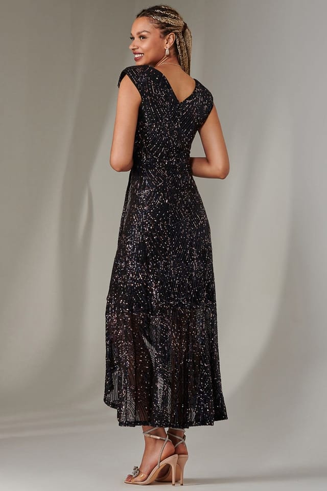 Jolie Moi Jolie Moi Women's Sequin Ruffle Hem Maxi Dress - 2